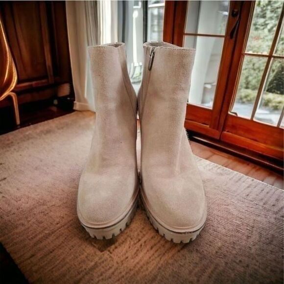 Vince Camuto Leather Suede Erina Platform Boots Booties Truffle Taupe Size 10 - Picture 1 of 5